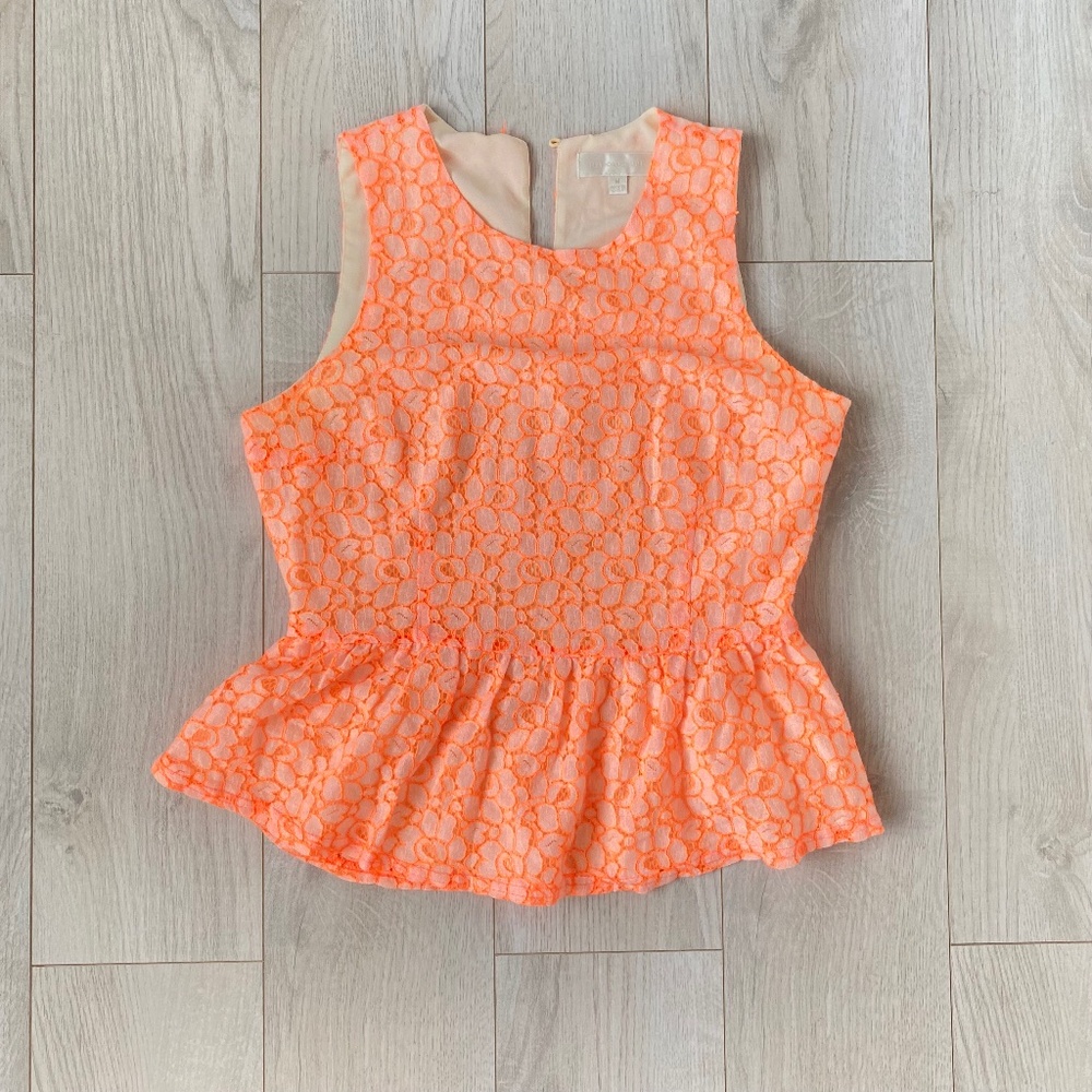 Bright Orange Sleeeveless Lace Top